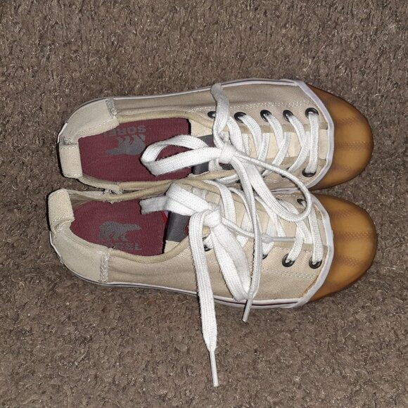 SOREL-Sentry Sneaker-Canvas/Suede/Rubber-Cream/Beige-Sz 6-Excellent - Picture 6 of 7